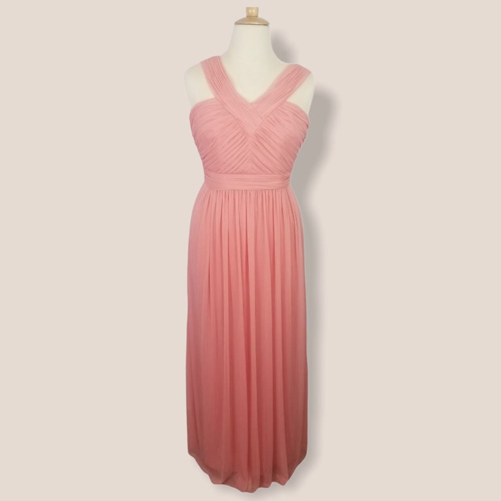 ALFRED SUNG Dusty Rose Chiffon V‑Neck Empire Waist Gown
